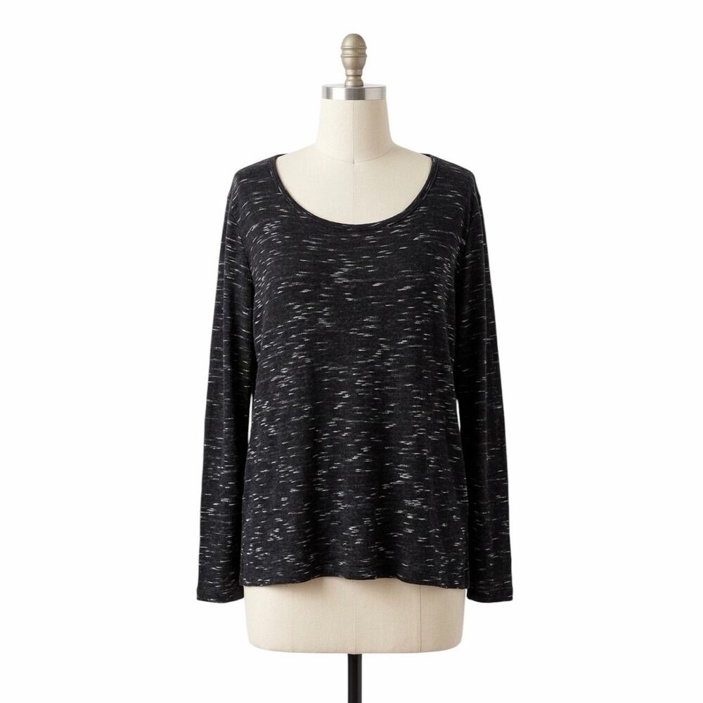 Free Kisses XL Super Soft Black Space Dye 3/4 Sleeve Blouse Relaxed Casual Top